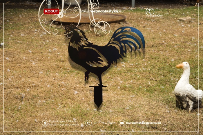 Kogut ozdoba ogrodowa z metalu czarna