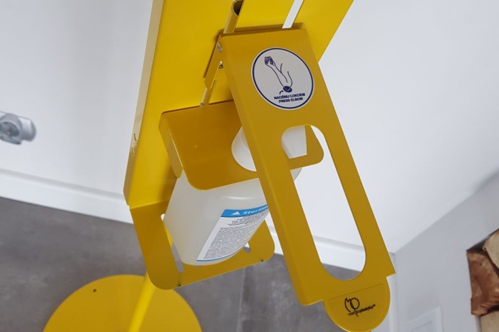 stojak na dozownik Dez-Met-1 Metaloplastyka koronawirus 2