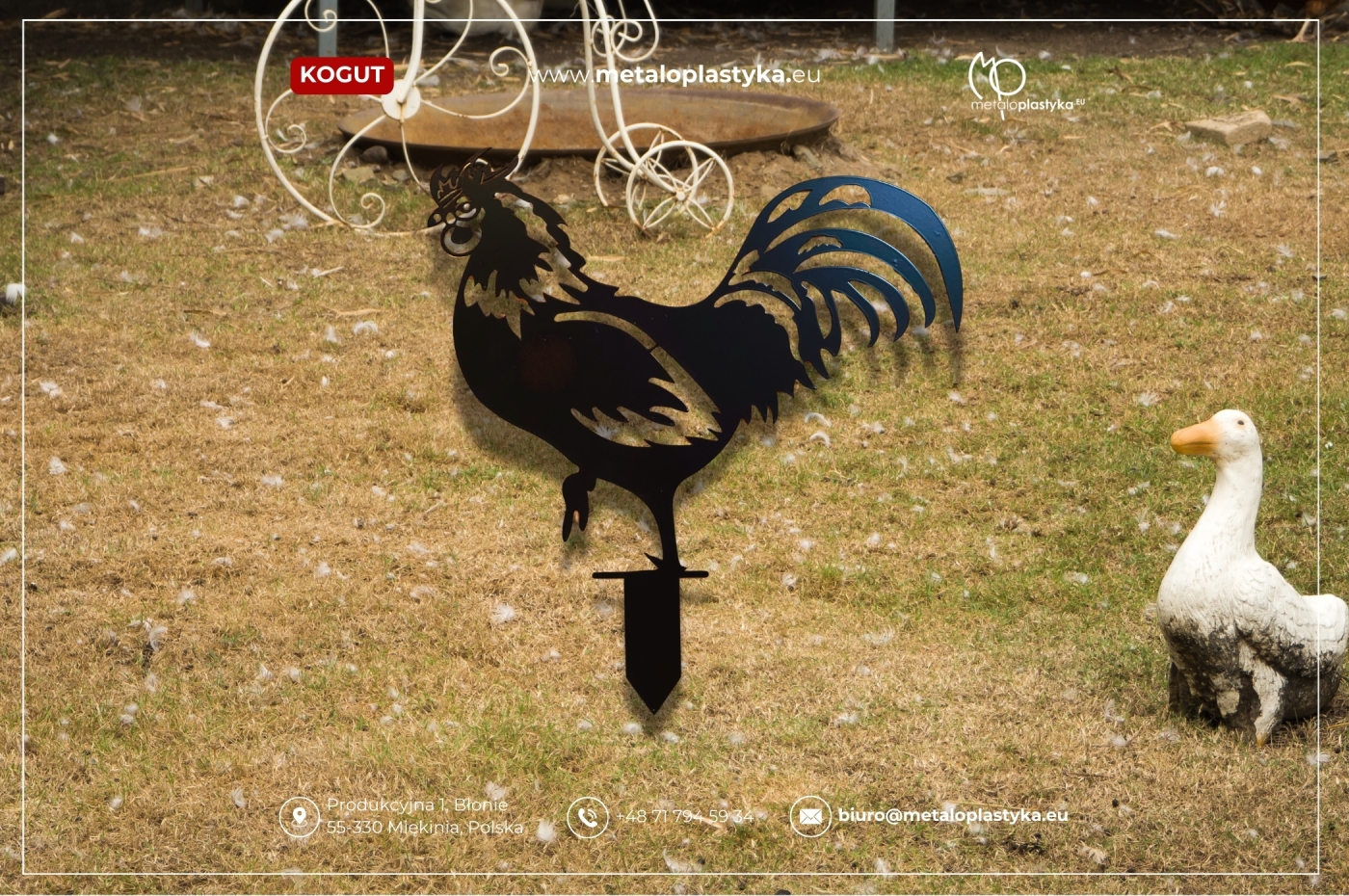Kogut ozdoba ogrodowa z metalu czarna